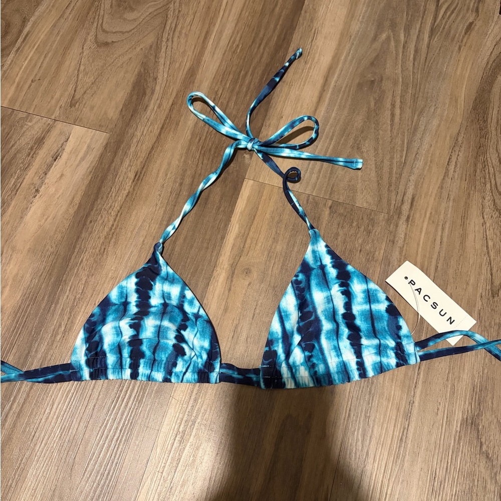 PacSun Blue Tie-Dye Triangle Bikini Top